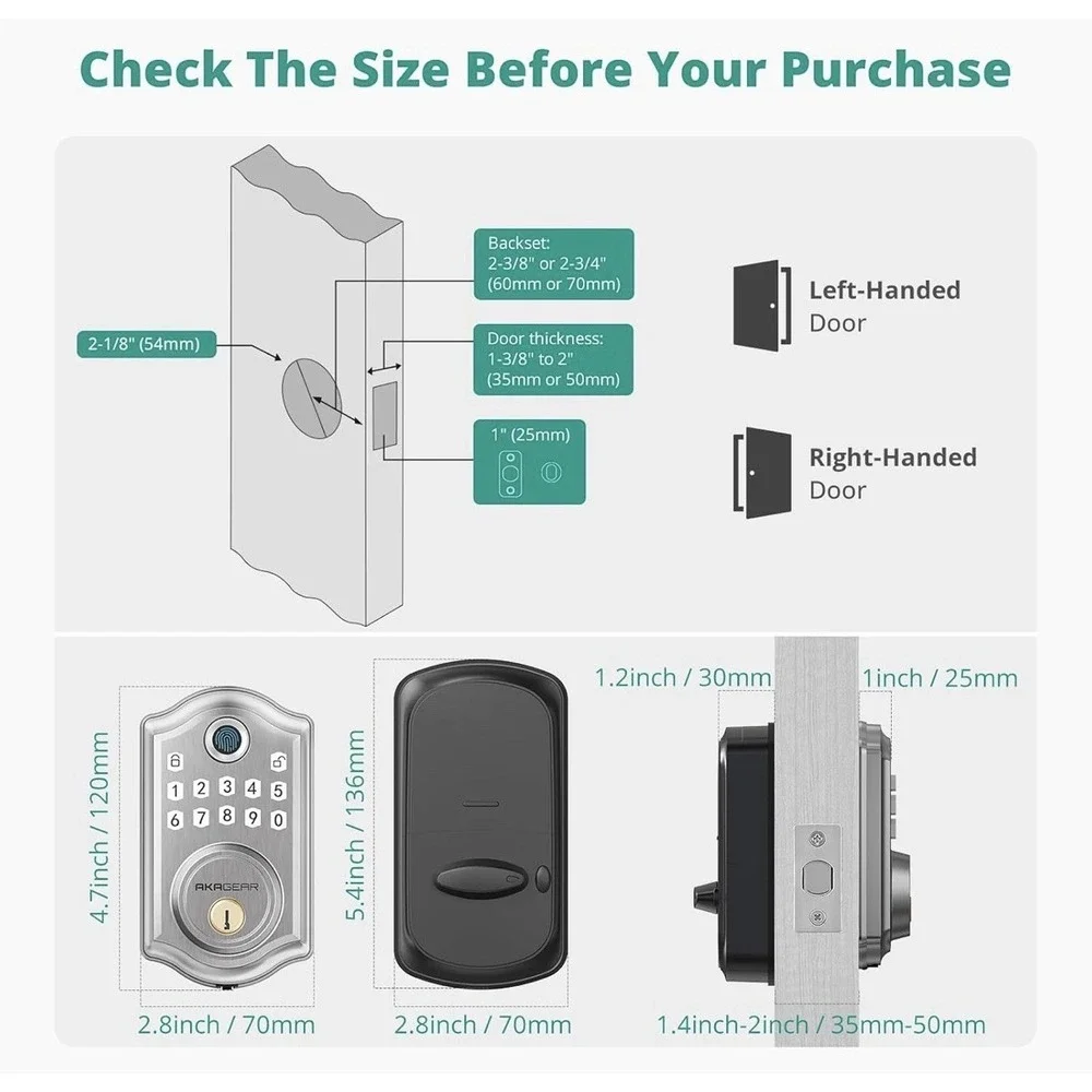 AkaGear DS10 Keyless Entry Door Lock with Door Knob, Fingerprint‎ Door Lock